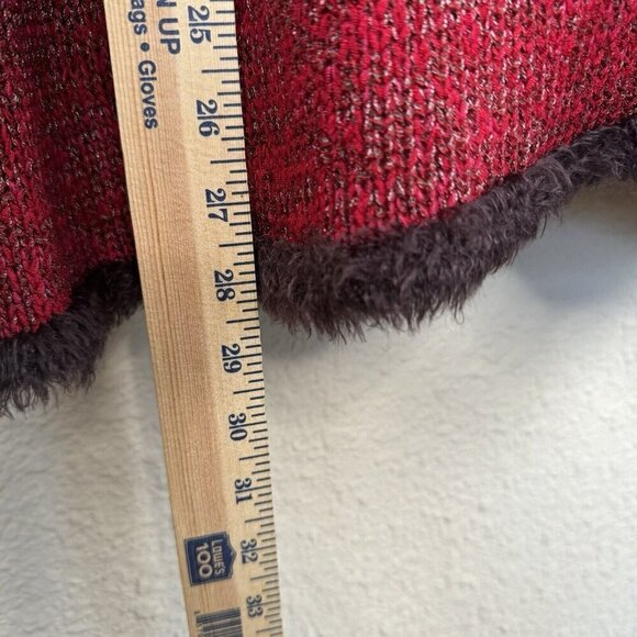 Vintage sz 1X Sweater Cardigan Button Red Embroidery Fall Patchwork Artsy - Picture 3 of 8